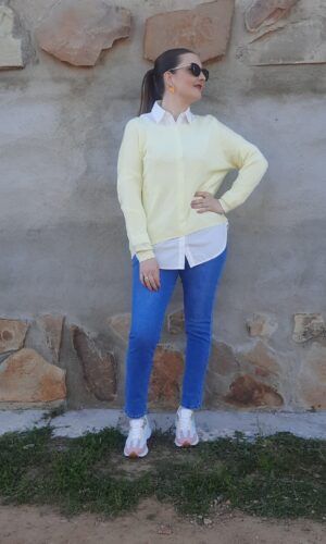 Jersey hilo amarillo. Comprar jersey fino de hilo.Gabalda17