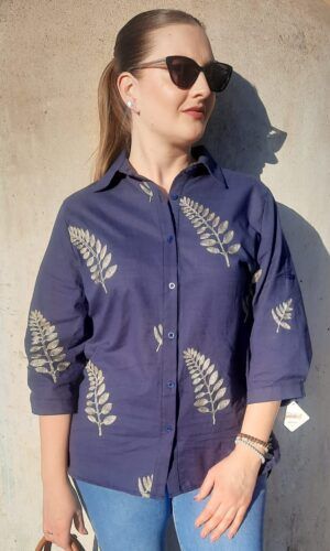Camisa bordada azul marino.Coprar camisa bordada.Gabalda17