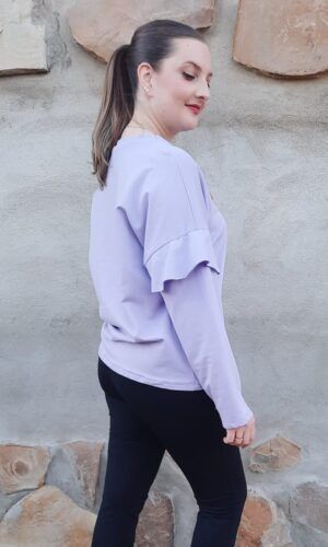 Sudadera volante malva.Comprar sudadera volante malva.Gabalda