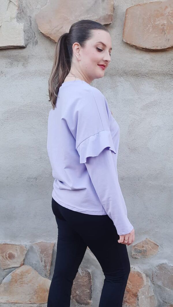 Sudadera volante malva.Comprar sudadera volante malva.Gabalda