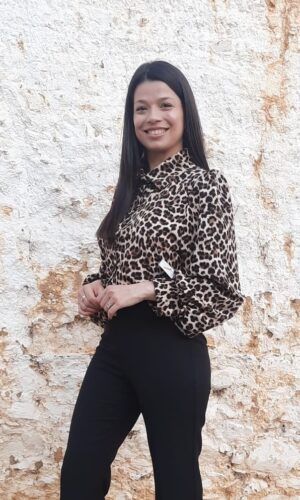 Blusa leopardo con manga bullón.Comprar blusa bullón.Gabalda17