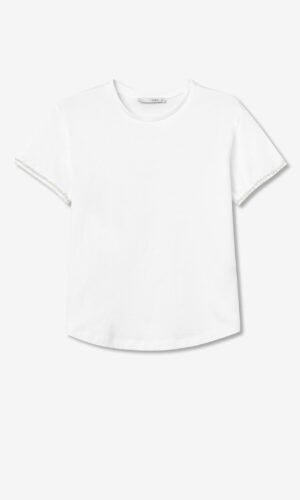 Camiseta básica con perlas en manga.Comprar camiseta.Gabalda